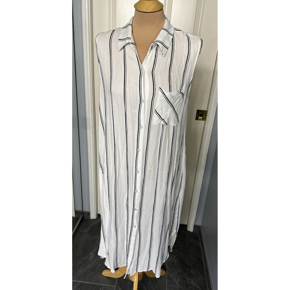 Peyton Jensen Women's Striped Shirt Dress Size XL Sleeveless‎ White & Black